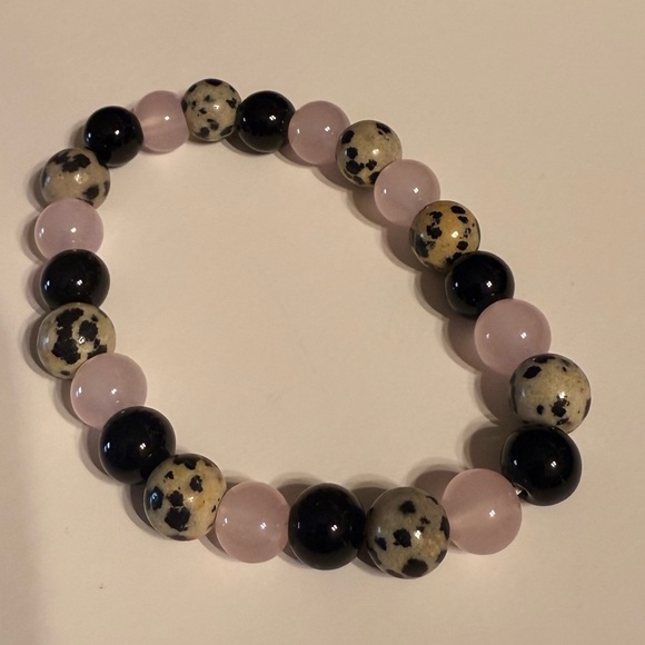 New Natural Stone Stretch Releasing Past Hurts Bracelet Quartz, Onyx And Jasper - Picture 5 of 6